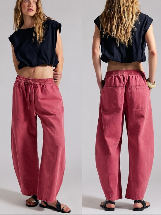 Free People Pants - Free People NWOT Lex Pull-On Barrel Pants in Honeysuckle size large